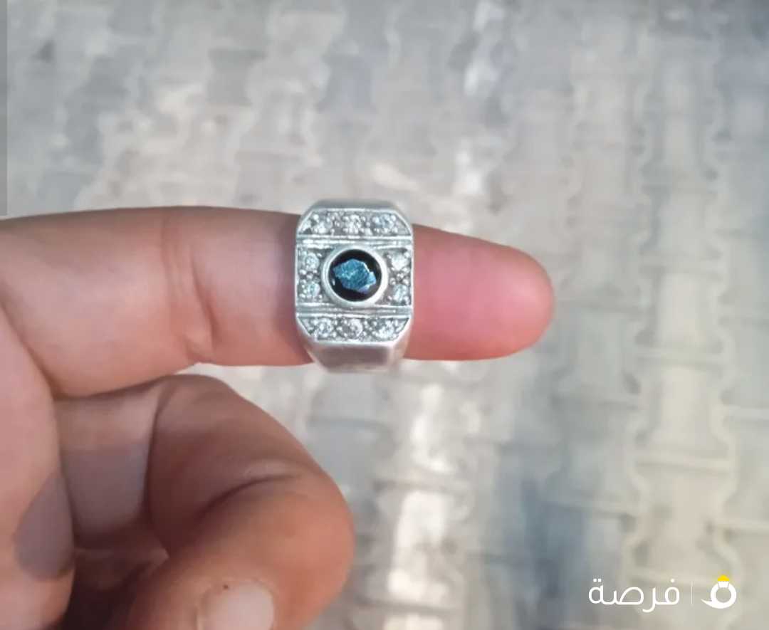 خاتم الماس فضة بعدد عشر احجار شفافه