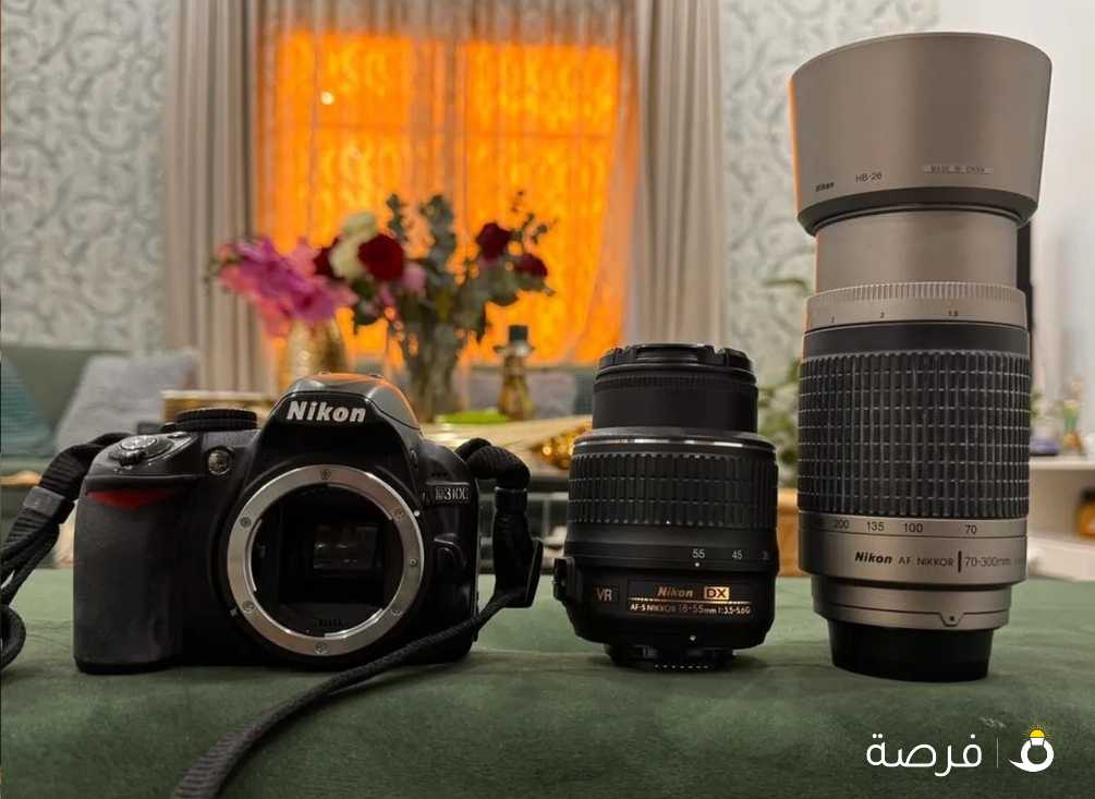 Nikon DX D3100 with 18-55 mm + Nikon 70-300 mm telescope lens for sale