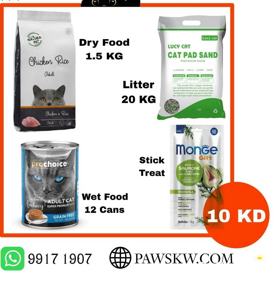 Cat Food, Litter and Stick Treat