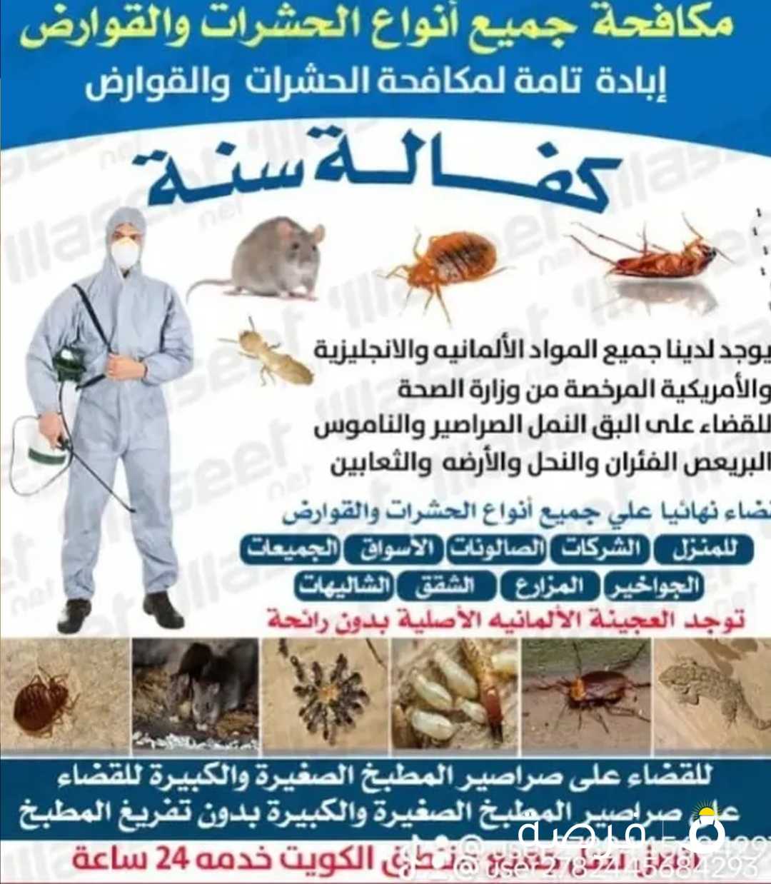 مكافحة جميع أنواع الحشرات والقوارض