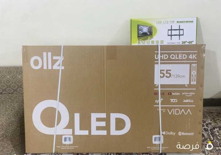 تلفزيون OIIZ UHD QLED 4kجديد لم يفتح من الكرتون الخاص به ولديه قاعده الحائط