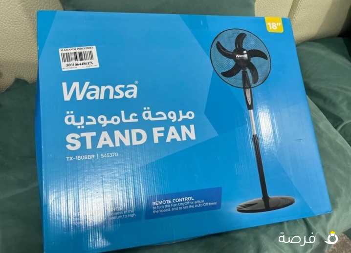 دينار
Wansa stand fan new under warranty black color and white with box 3 style table fan also