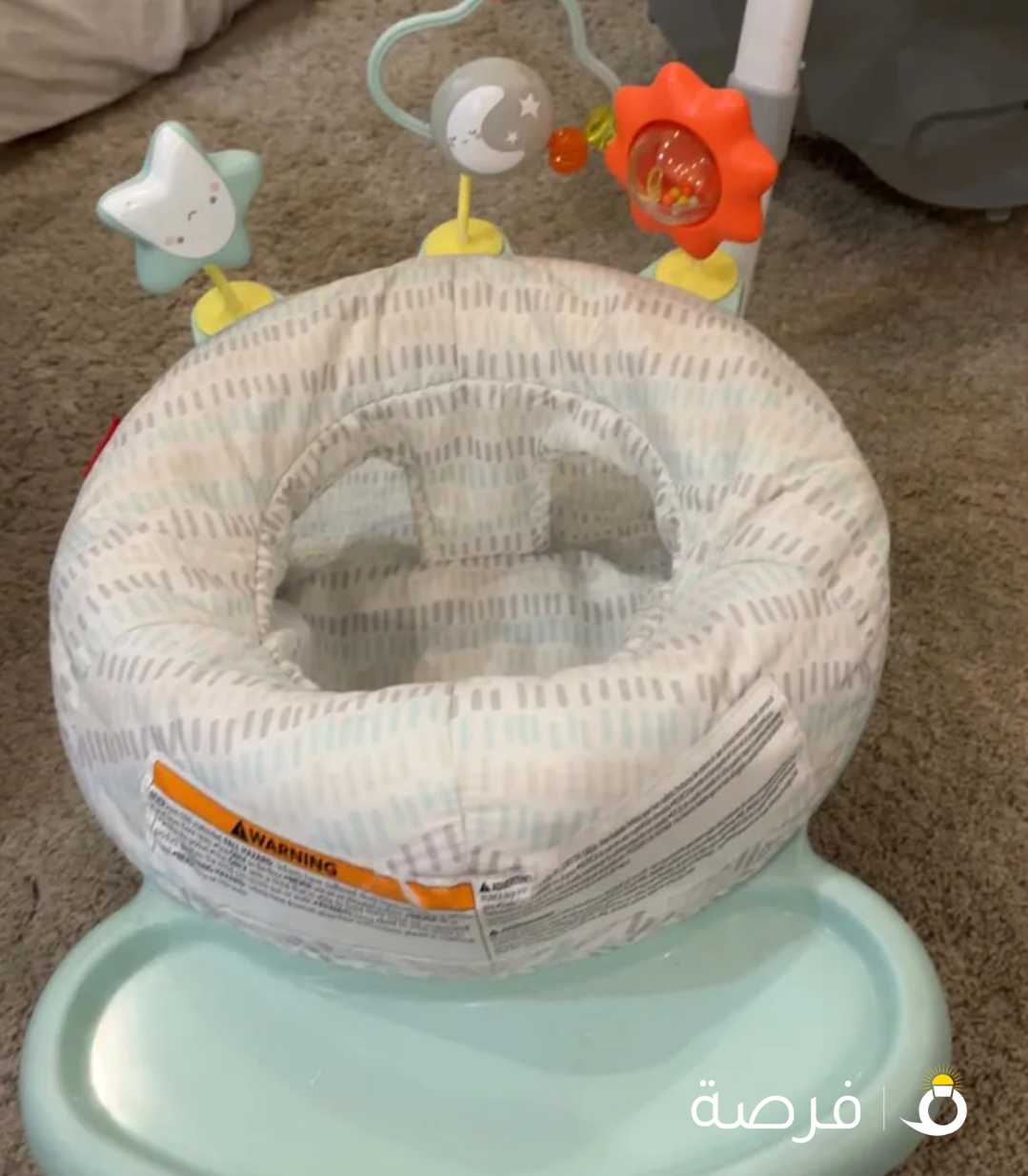 مجموعه للاطفال كرسين ولعبه فيها اصوات وفيل كبير وحصان هزاز