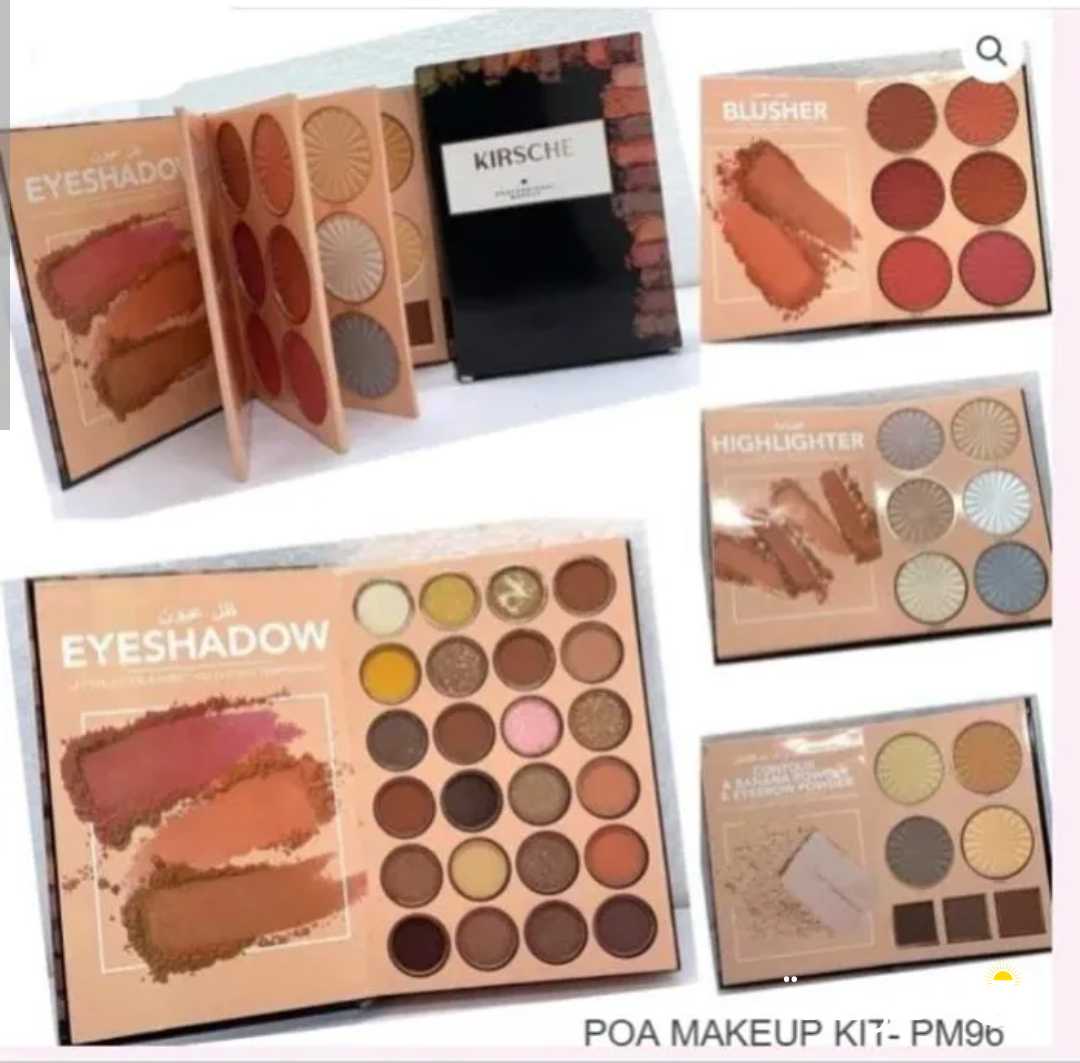 makeup combo pallete with eyeshadow blusher highlighter