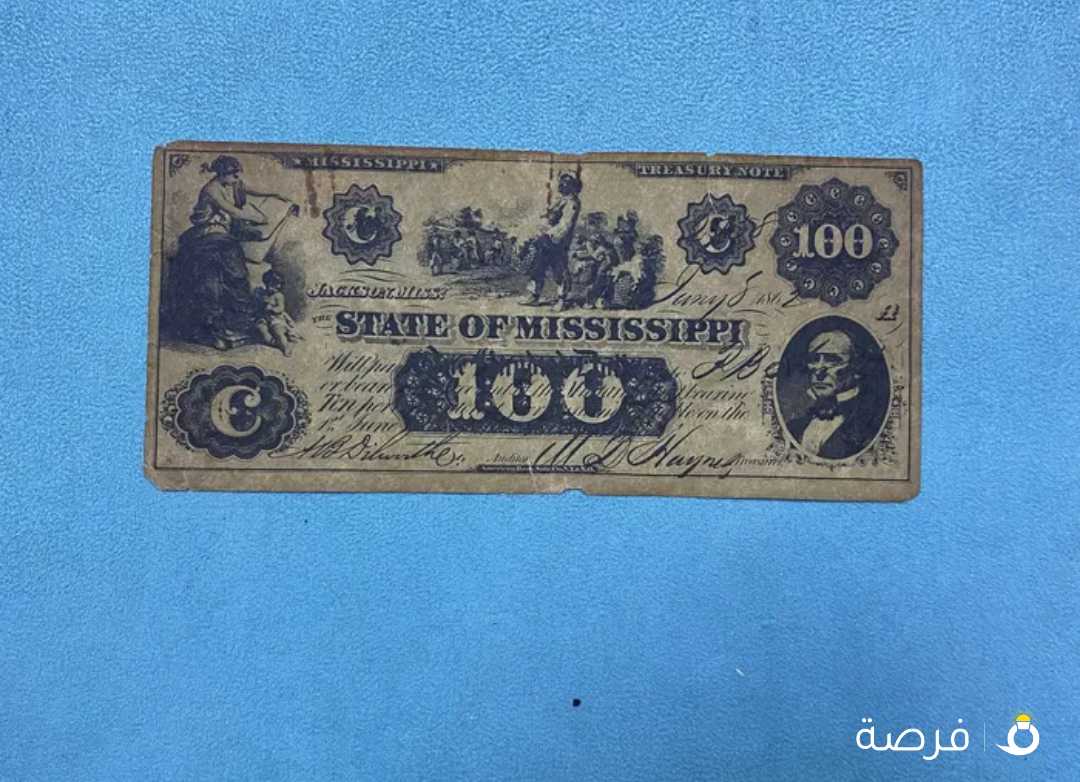 للبيع فئة 100 دولار امريكي لسنة 1862 م