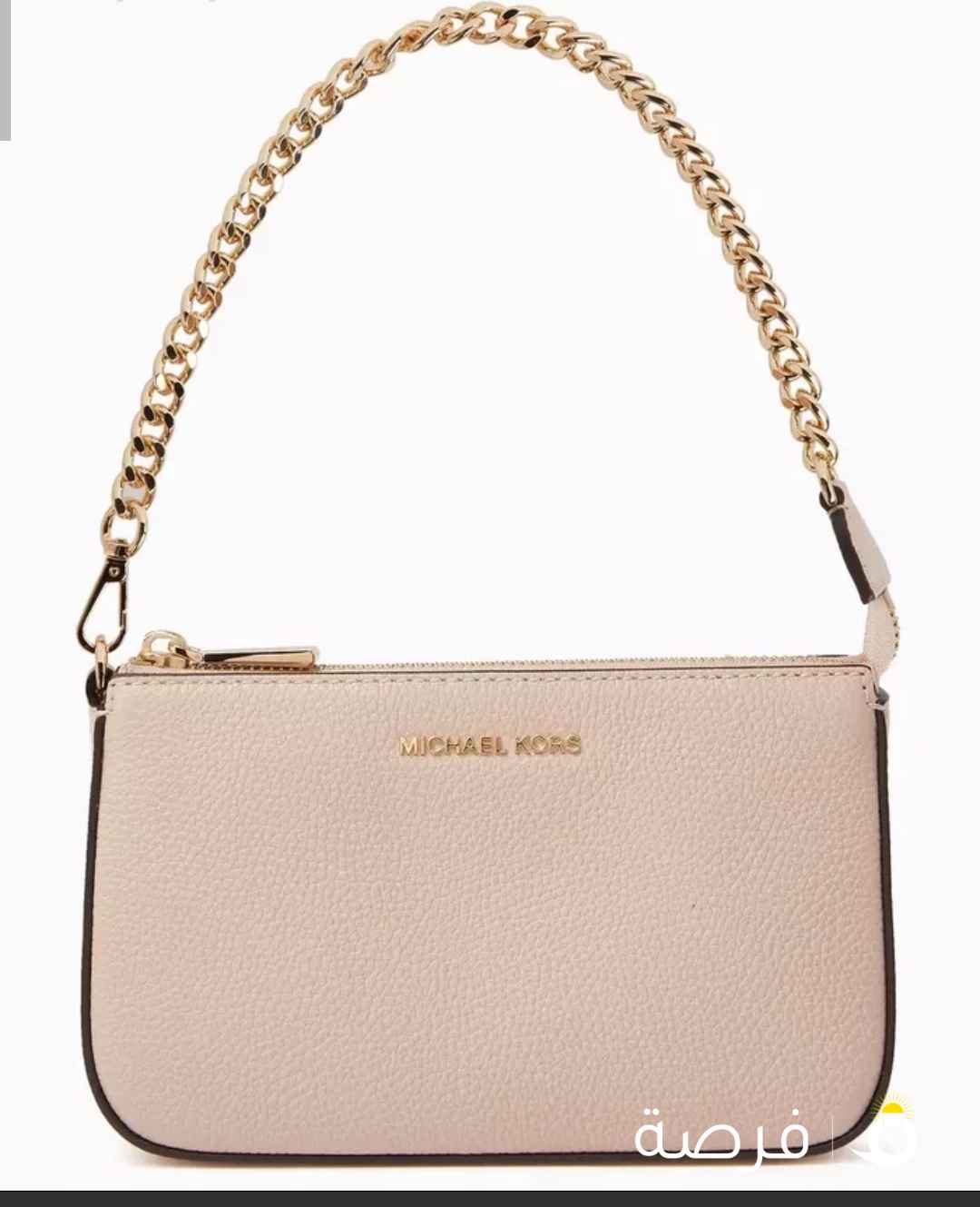 MICHAEL KORS MD Chain Pouchette Shoulder Bag in Leather Leather gold tone chain soft pink