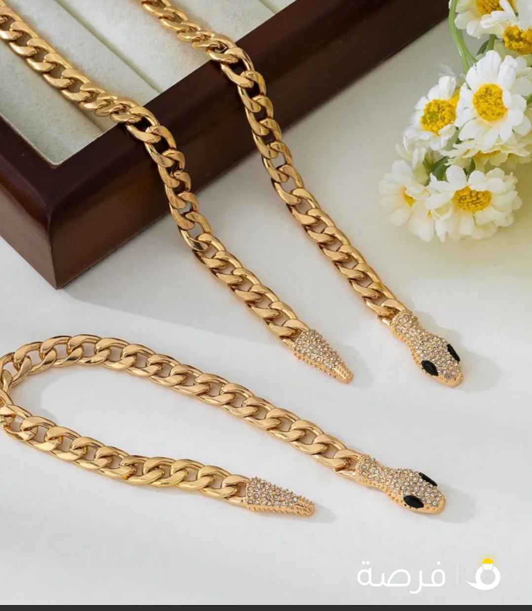 طقم سلسال الثعبان مع اسواره مطلي