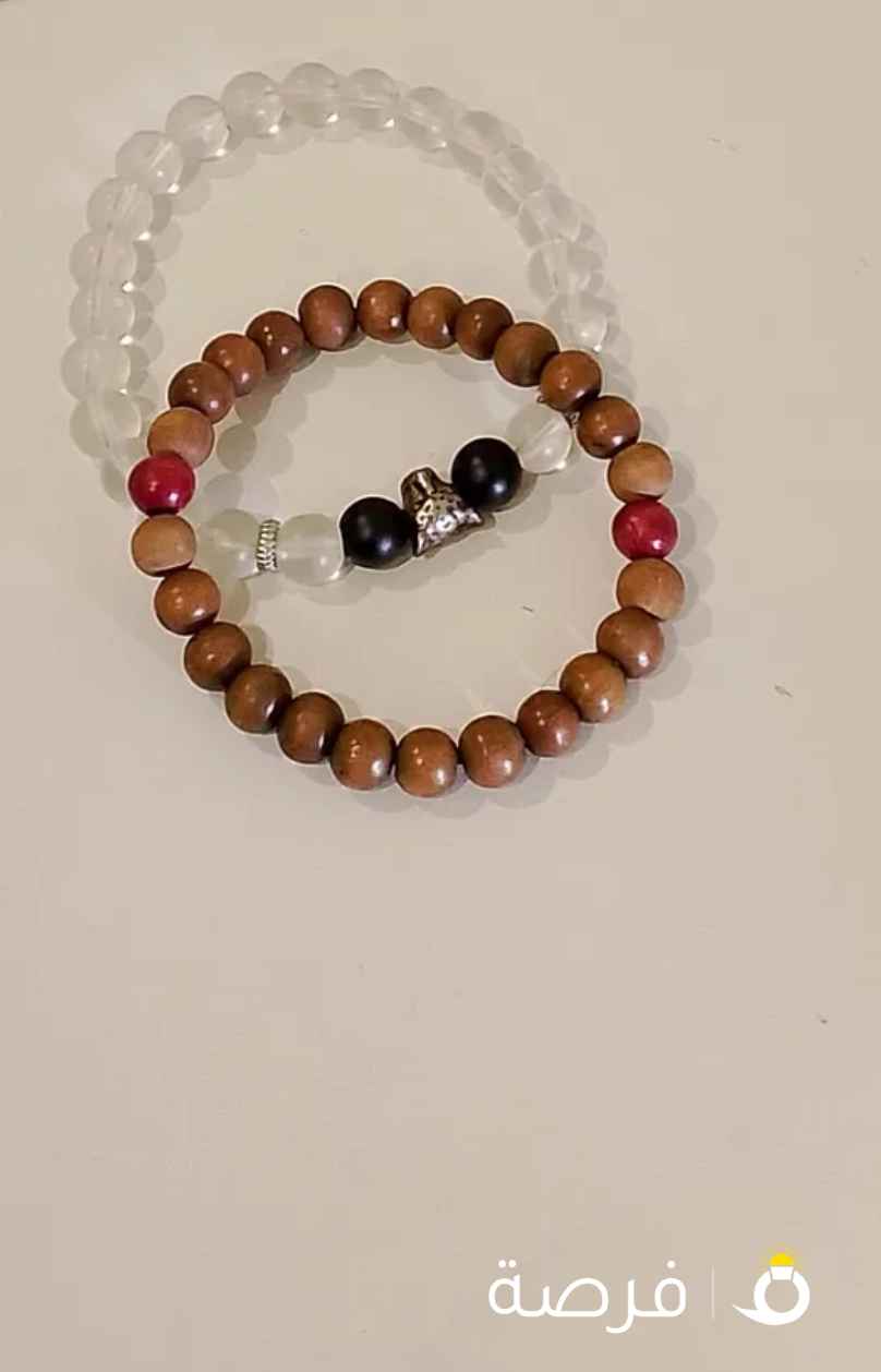 wood bead bracelet and clear bead bracelet