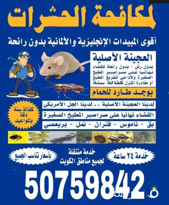 مكافحة حشرات وقوارض جميع مناطق الكويت

يوجد لدينا العجينه الألمانية

الجل الأمريكي

دواء تمبر اس سي أمريكي

كفاله سنه

#حشرات#مكاقحة #حشرات #مكافحة