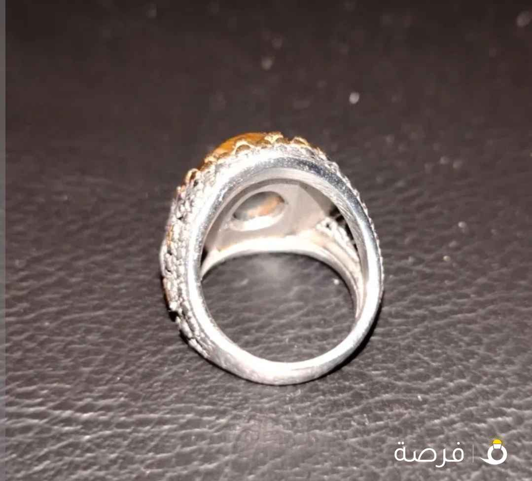 خاتم عقيق فضة عين النمر اصلي