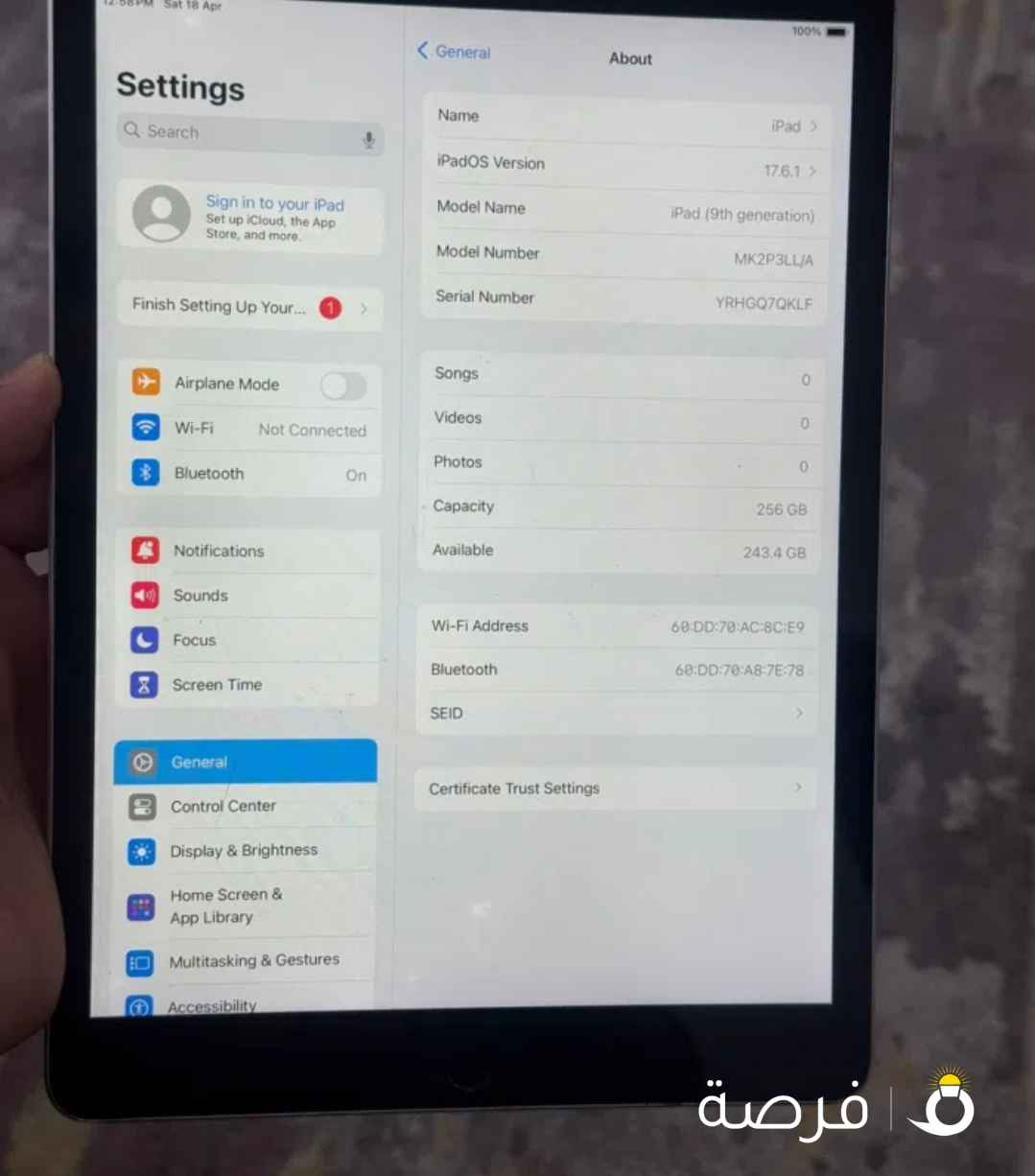 ipad 9 WiFi 256 giga touch replacement