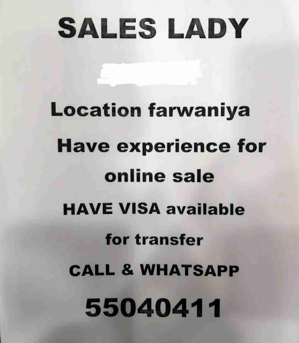 required sales lady Asian