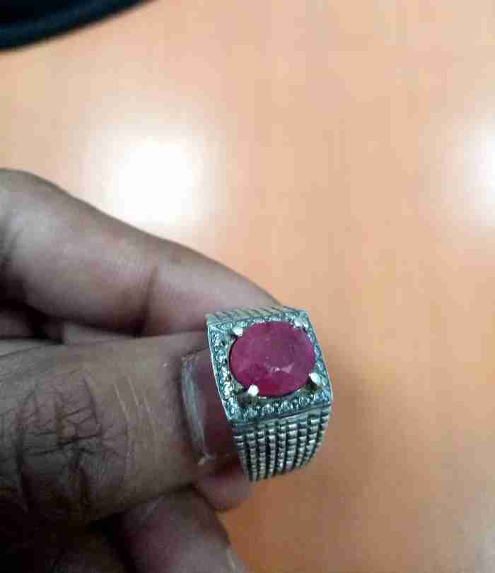 silver ring with ruby stone