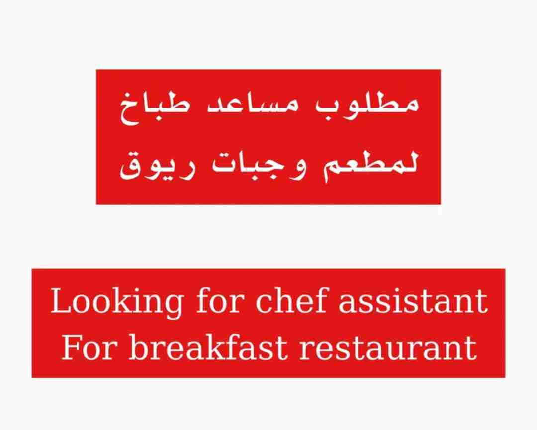 مطلوب مساعد طباخ -Looking for chef assistant