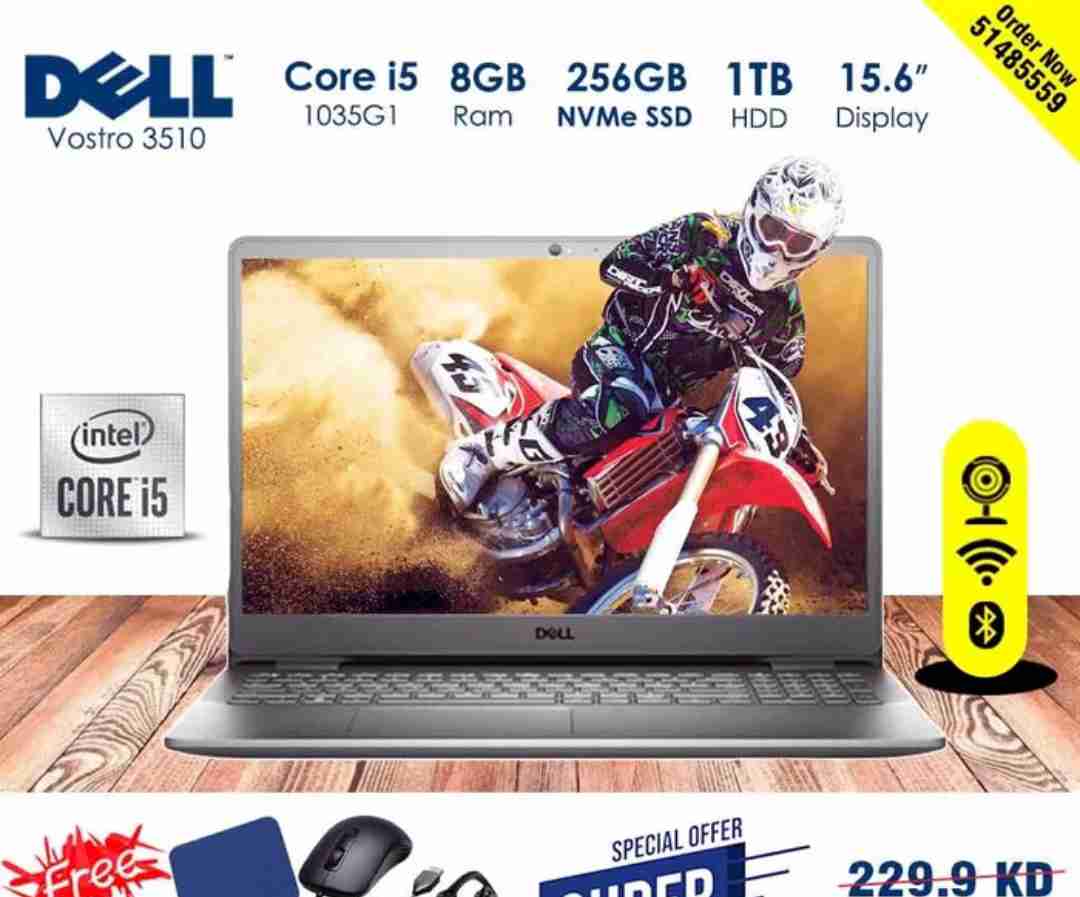 لابتوب DELL الجديد، معالج Corei5, رامات 8GB، SSD256GB + 1TB HDD السريعة وشاشة