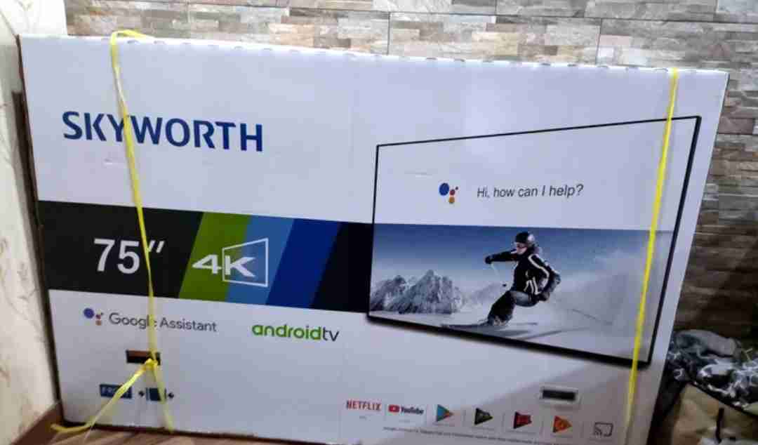 تليفزيون Skyworth 75 inch 4K جديد بالكرتون