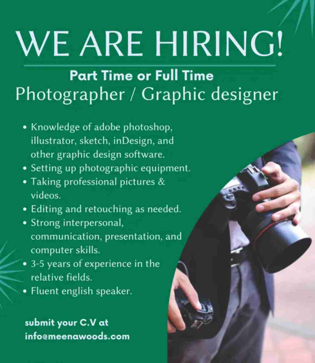 Photographer / Graphic designer required