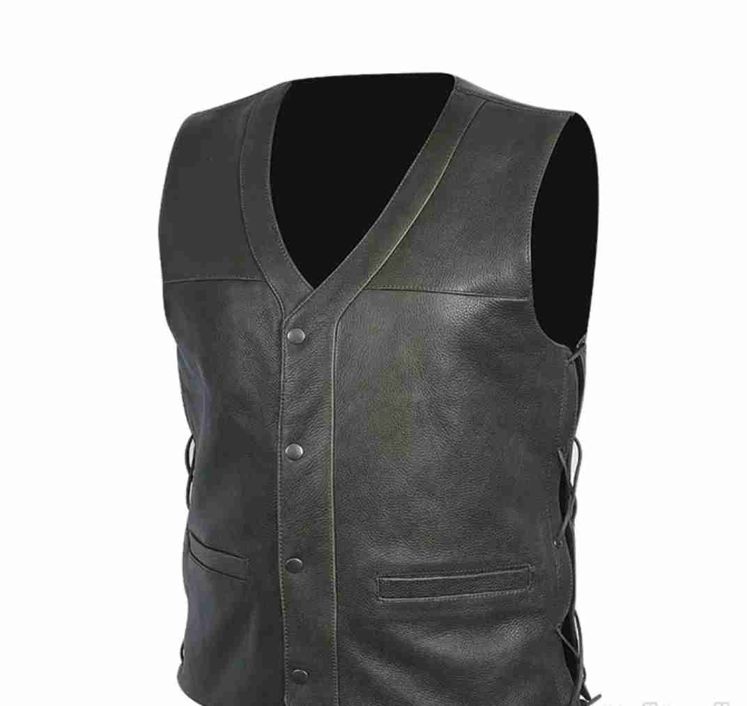 Leather Biker Vest For Men & Women Classic Vintage Black AT-1300 فيست جلد من ATROX