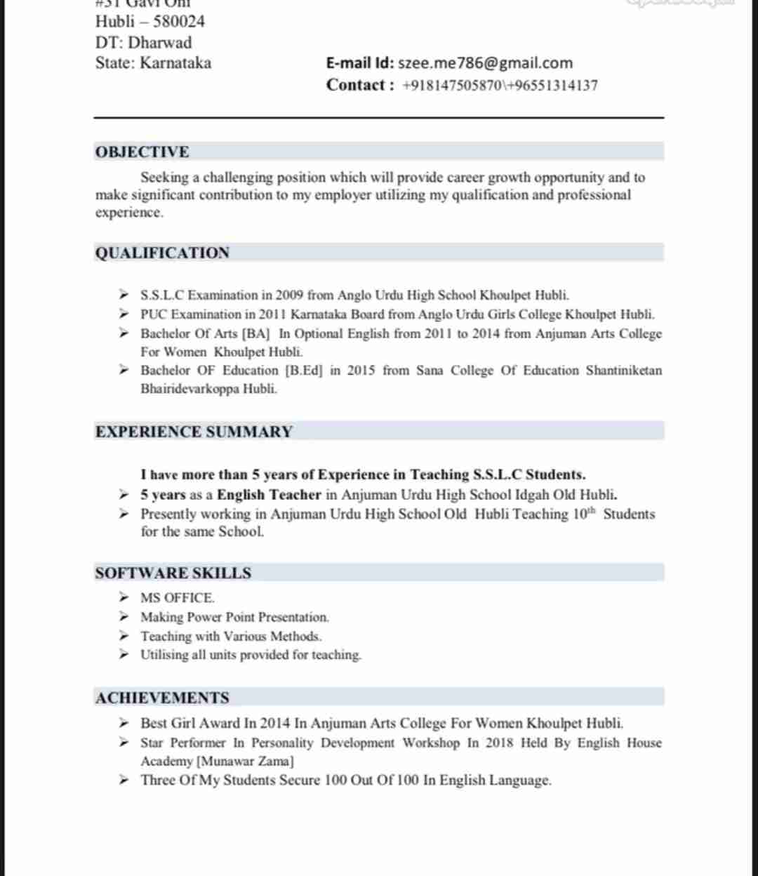 English teacher looking job