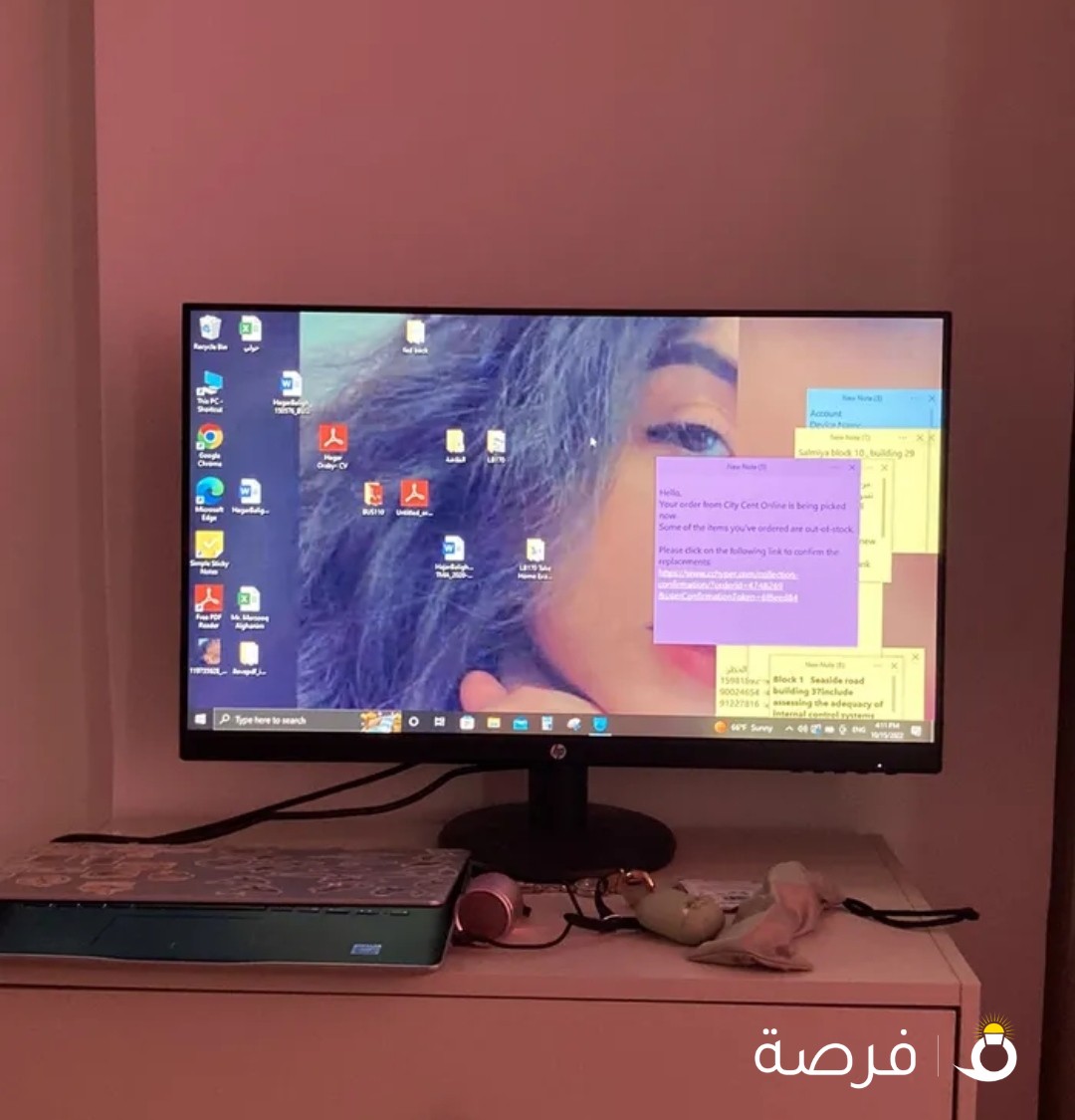 للبيع مونيتور hp 27” بالكرتون و كفالة سنة